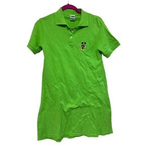 Disney Catalog‎ Mickey Mouse Polo Dress Womens Small Green Casual Cotton